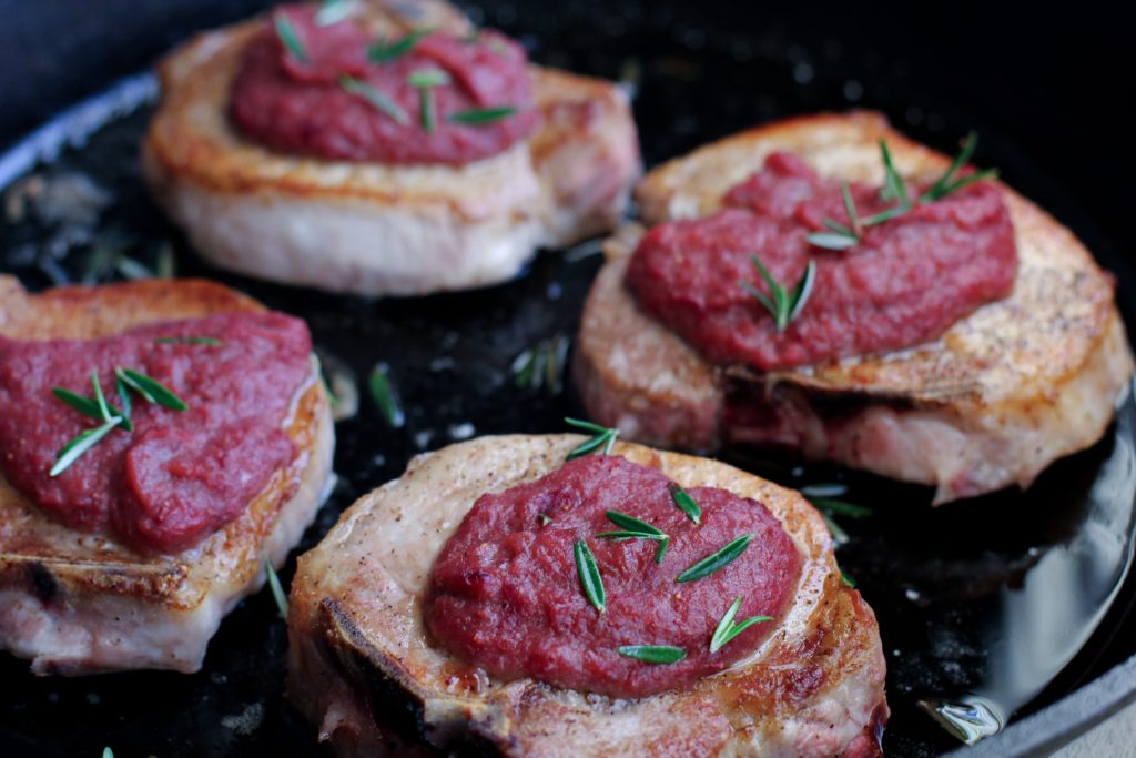 Skillet Pork Chops with Strawberry-Onion Jam