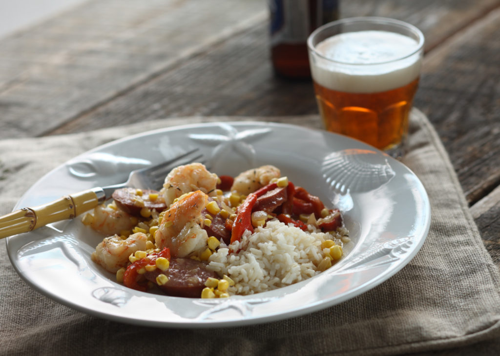 Shrimp with Kielbasa Smoked Sausage and Peppers