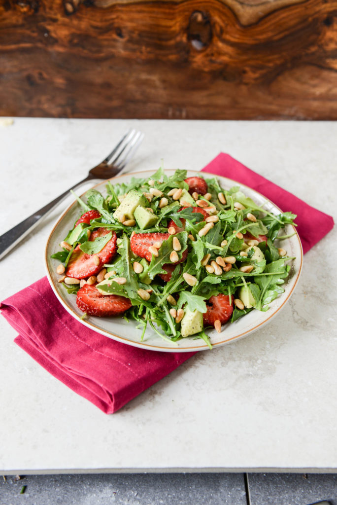Avocado-Strawberry Salad with Toasted Pine Nuts Image