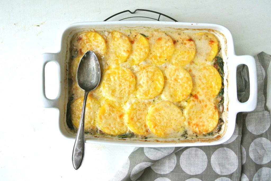 Spinach Mushroom Polenta Casserole