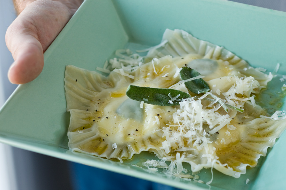 Ravioli with Goat Cheese and Sage Filling