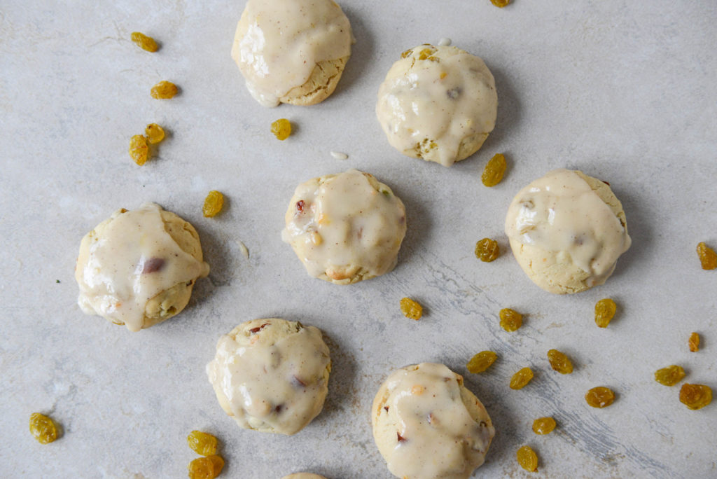 Golden Raisin Rounds with Orange-Laced Brown Butter Icing