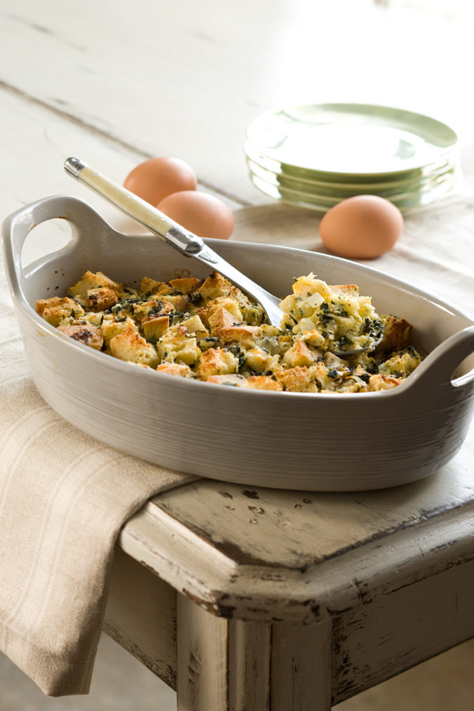 Herbed Spinach and Goat Cheese Strata