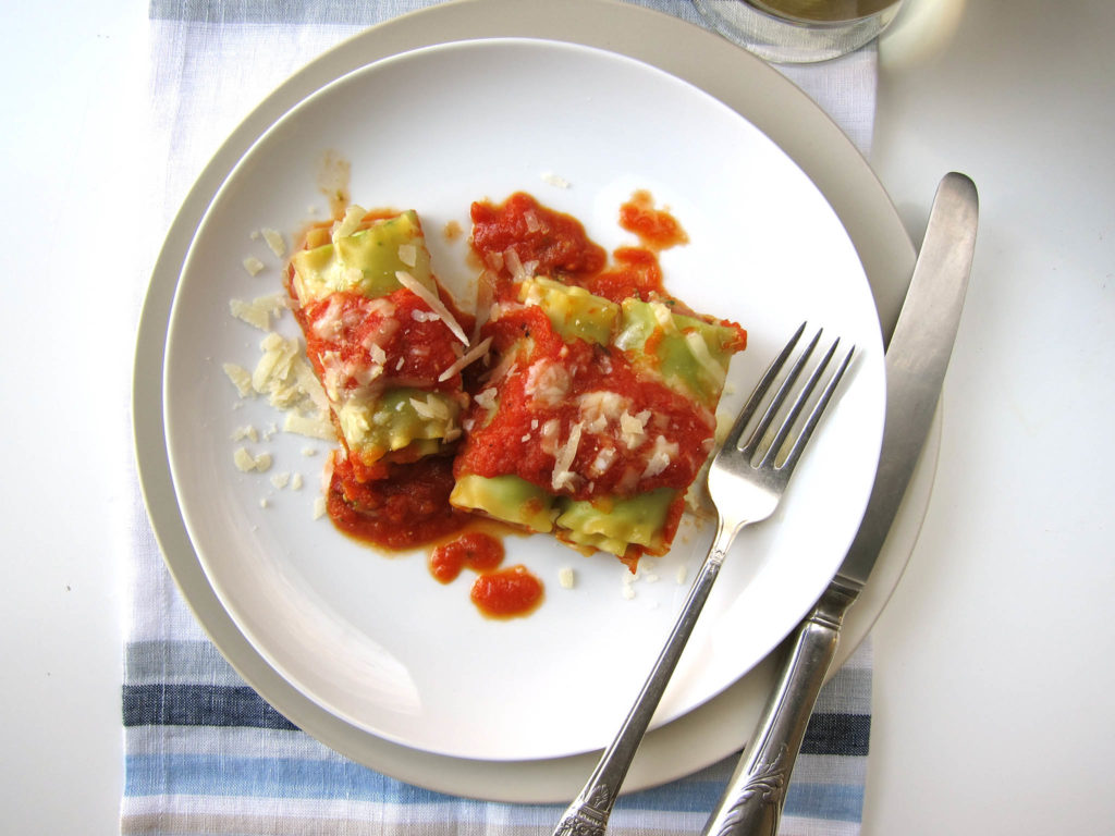 Spinach, Ricotta and Speck Lasagna Rolls