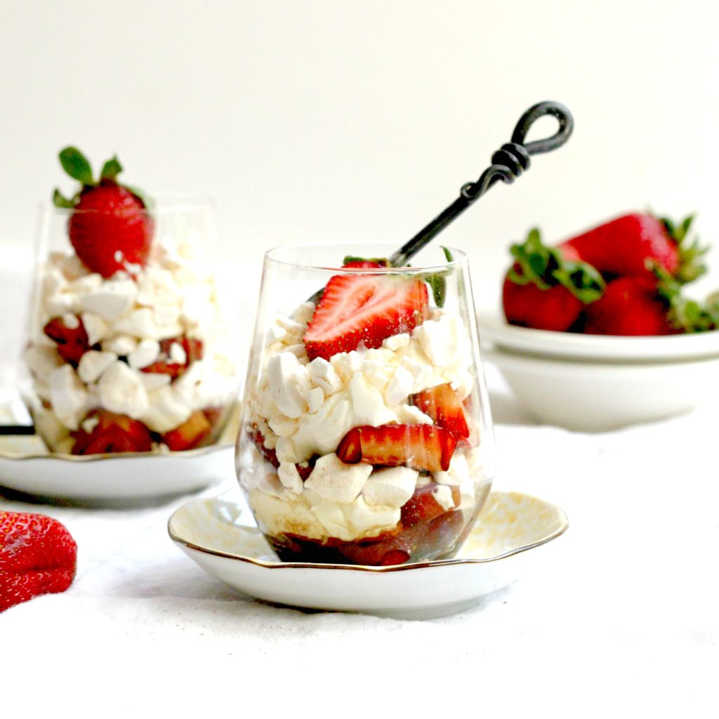 Strawberry Meringue Parfaits with Balsamic Syrup