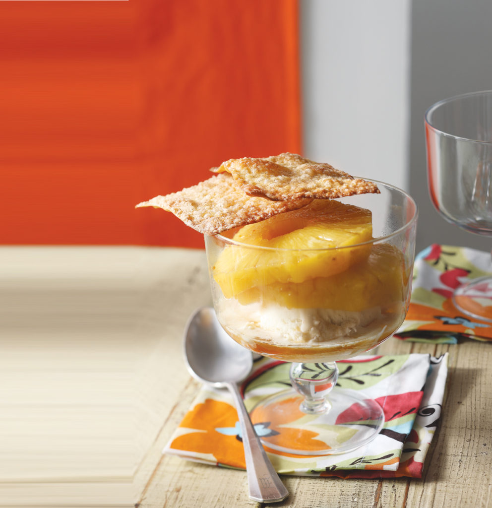 Poached Pineapple Sundaes with Cinnamon Wontons Image