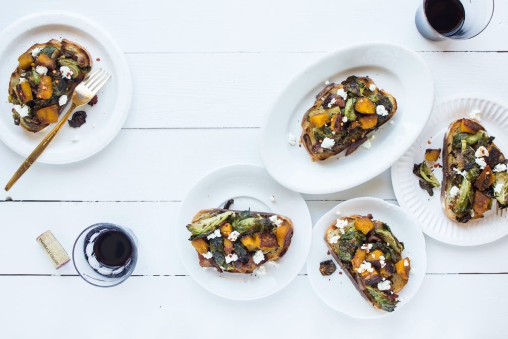 Pumpkin, Bacon and Brussels Sprout Crostini Image