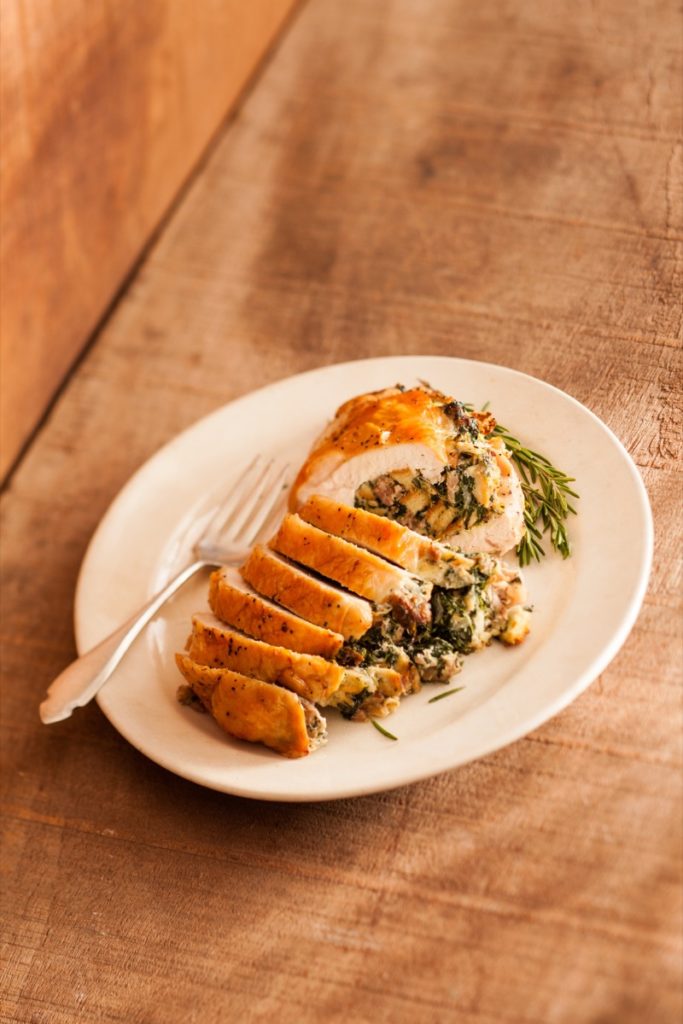 Turkey Breast Stuffed with Sausage, Garlic and Spinach