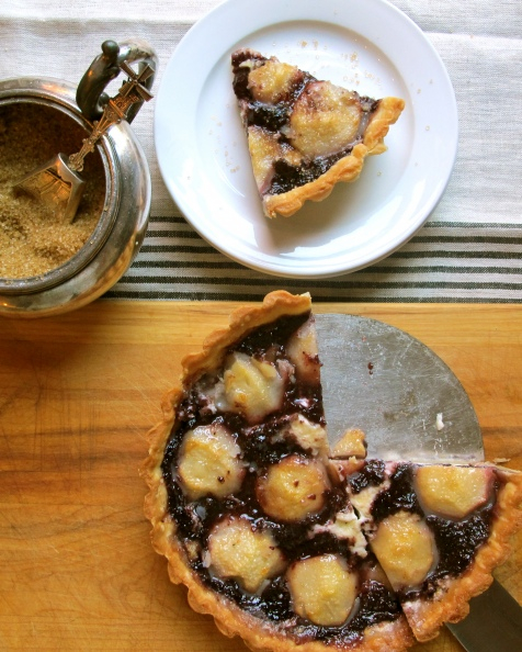 Seckel Pear Tart with Cardamom Blueberry Butter