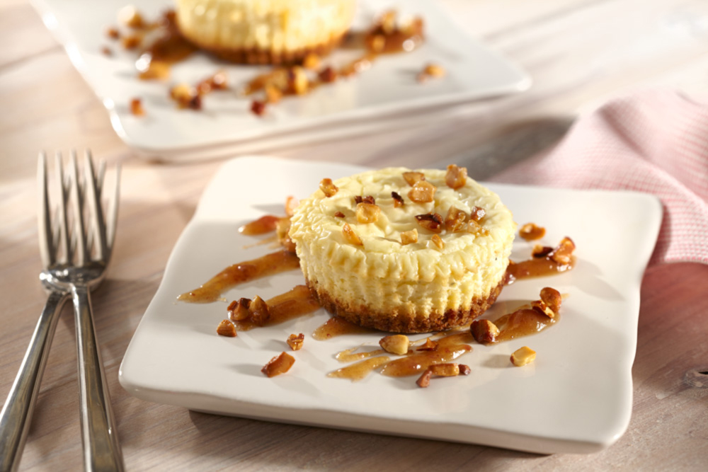 Baby Blue Cheese Cakes with Sticky Toffee Drizzle Image